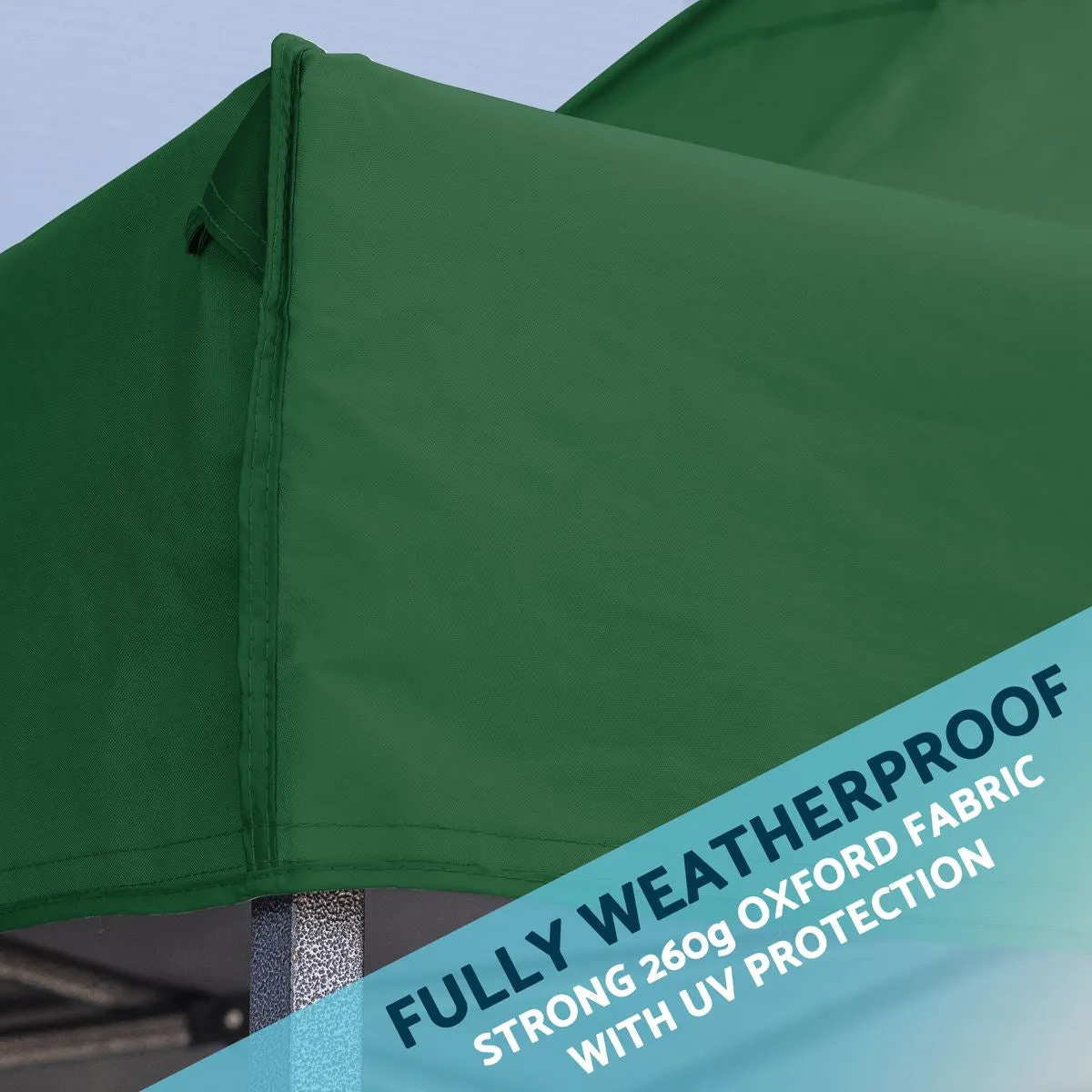 Dellonda Premium 3x6m Pop-Up Gazebo, Heavy Duty, PVC Coated, Water Resistant Fabric, Supplied with Carry Bag, Rope, Stakes & Weight Bags - Dark Green Canopy