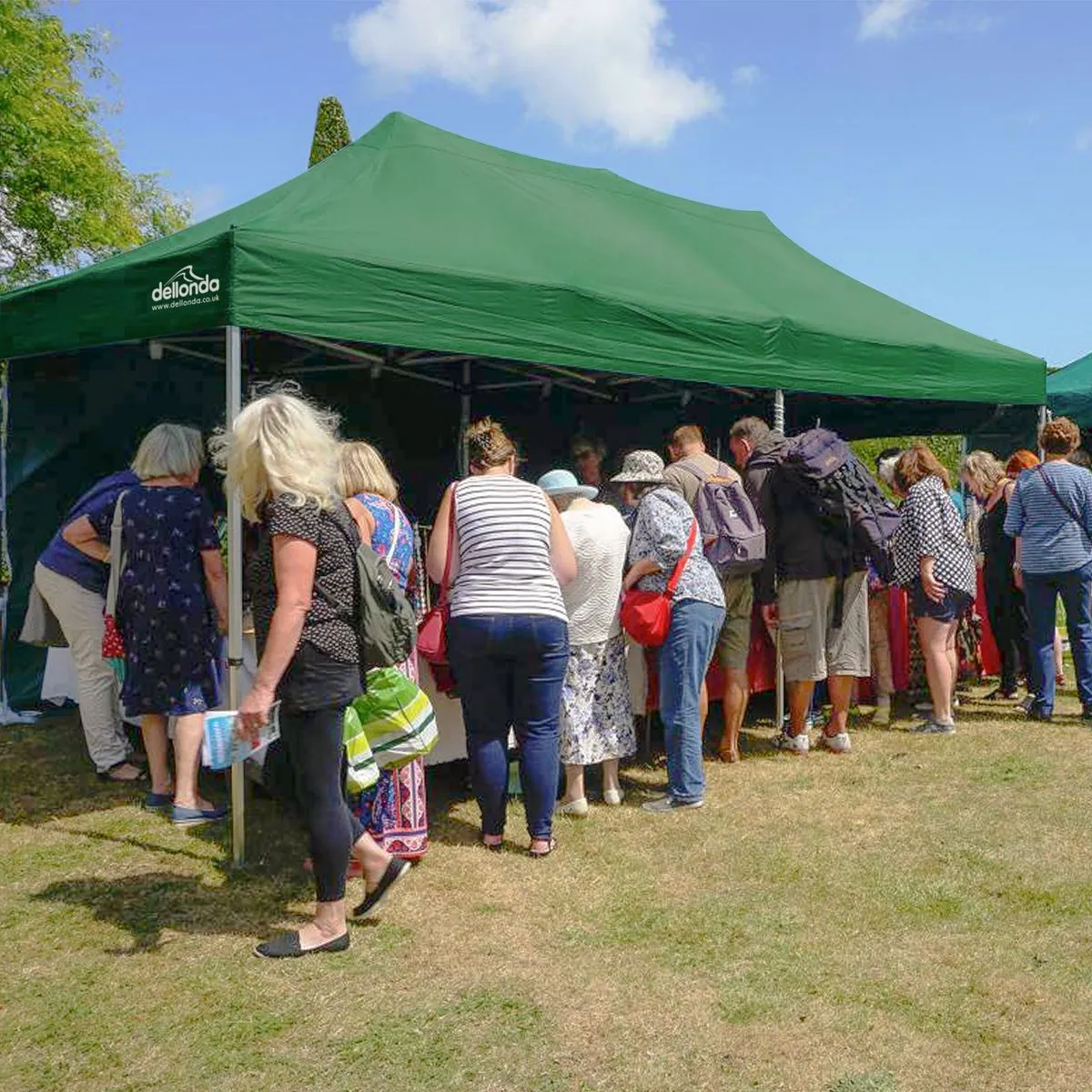 Dellonda Premium 3x6m Pop-Up Gazebo, Heavy Duty, PVC Coated, Water Resistant Fabric, Supplied with Carry Bag, Rope, Stakes & Weight Bags - Dark Green Canopy
