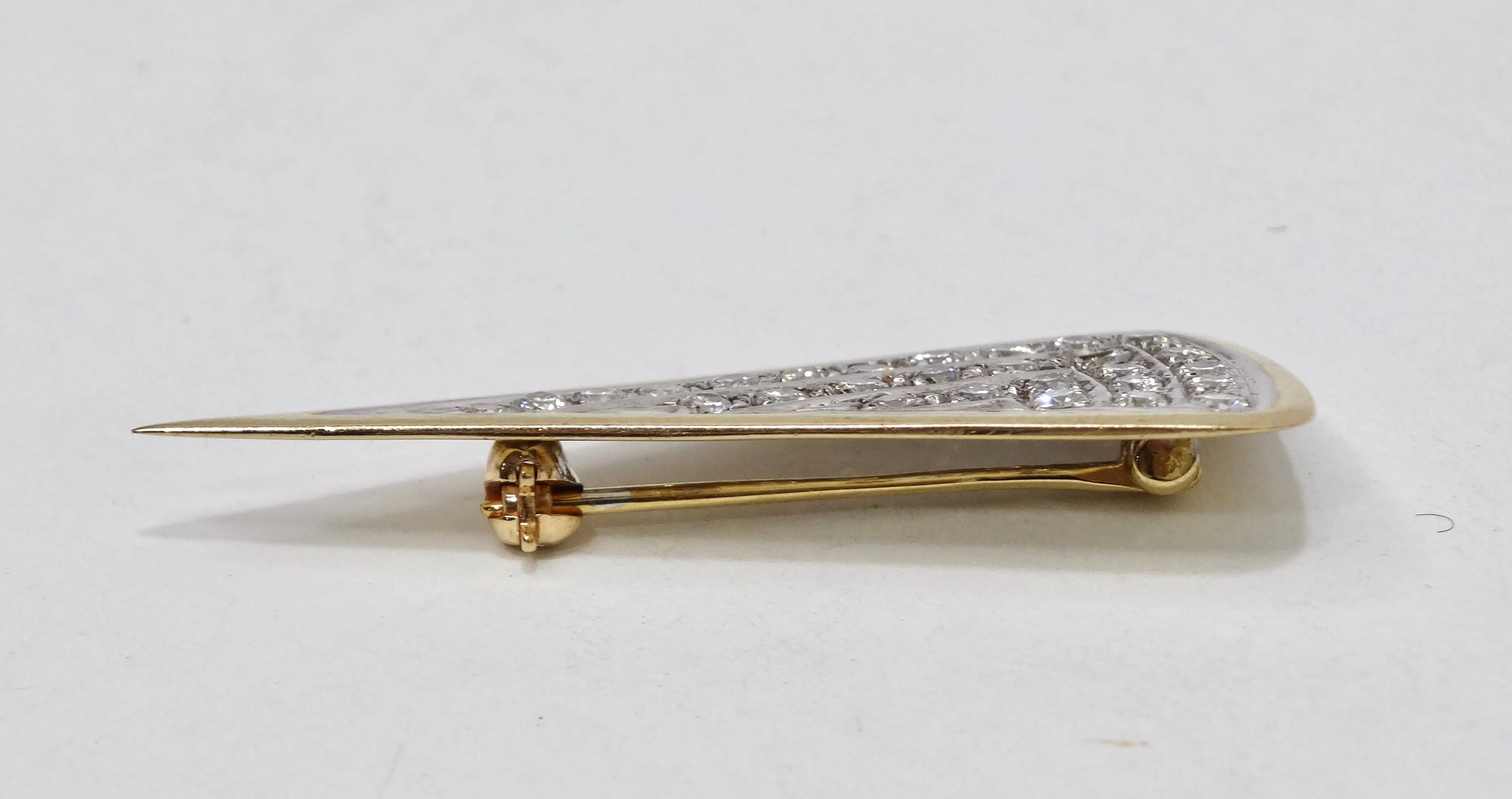 Diamond & Gold Geometric Brooch