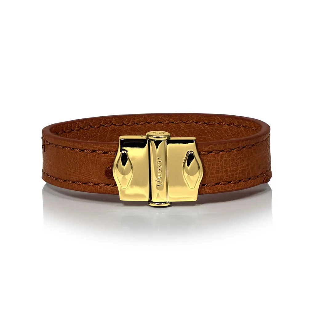 D'Monti Gold Brown - France Luxe Genuine Ostrich Leather Womens Bracelet