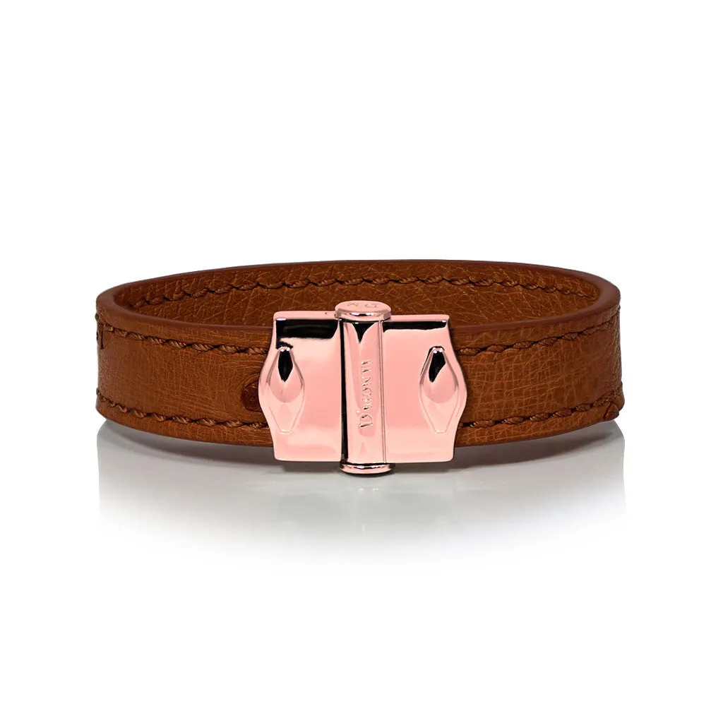 D'Monti Gold Brown - France Luxe Genuine Ostrich Leather Womens Bracelet