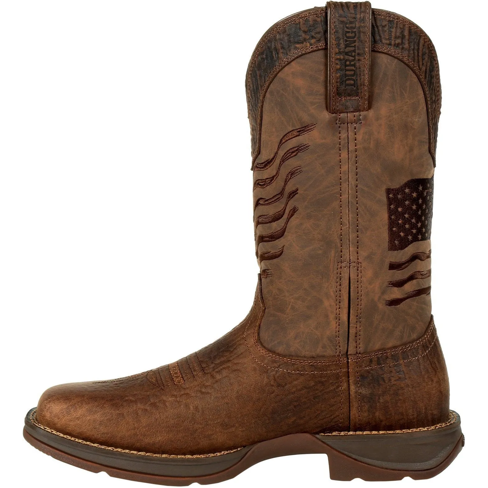 Durango Men's Rebel Distressed Flag Embroidery 12" Sqr Toe Western Boot -DDB0314