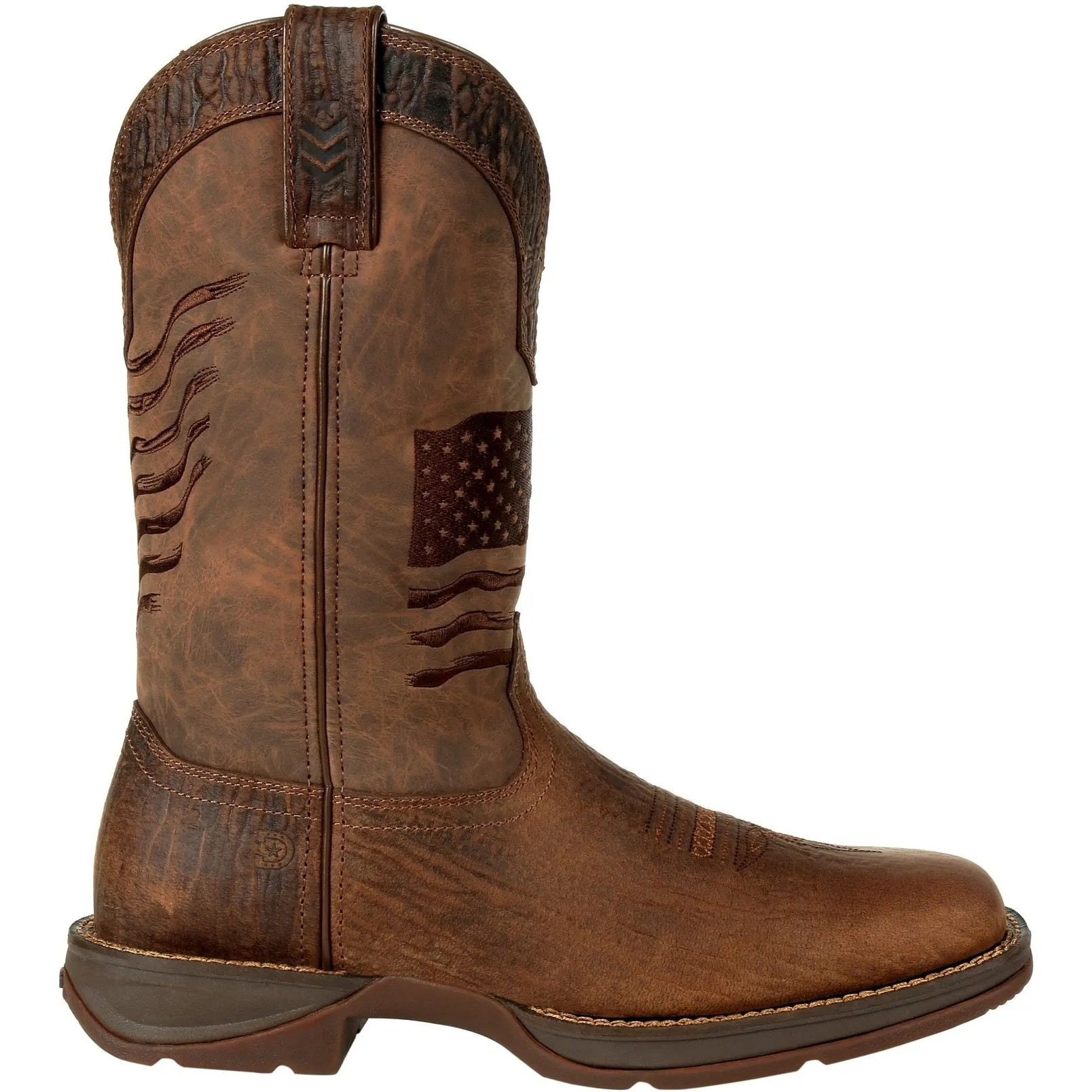 Durango Men's Rebel Distressed Flag Embroidery 12" Sqr Toe Western Boot -DDB0314