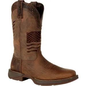 Durango Men's Rebel Distressed Flag Embroidery 12" Sqr Toe Western Boot -DDB0314