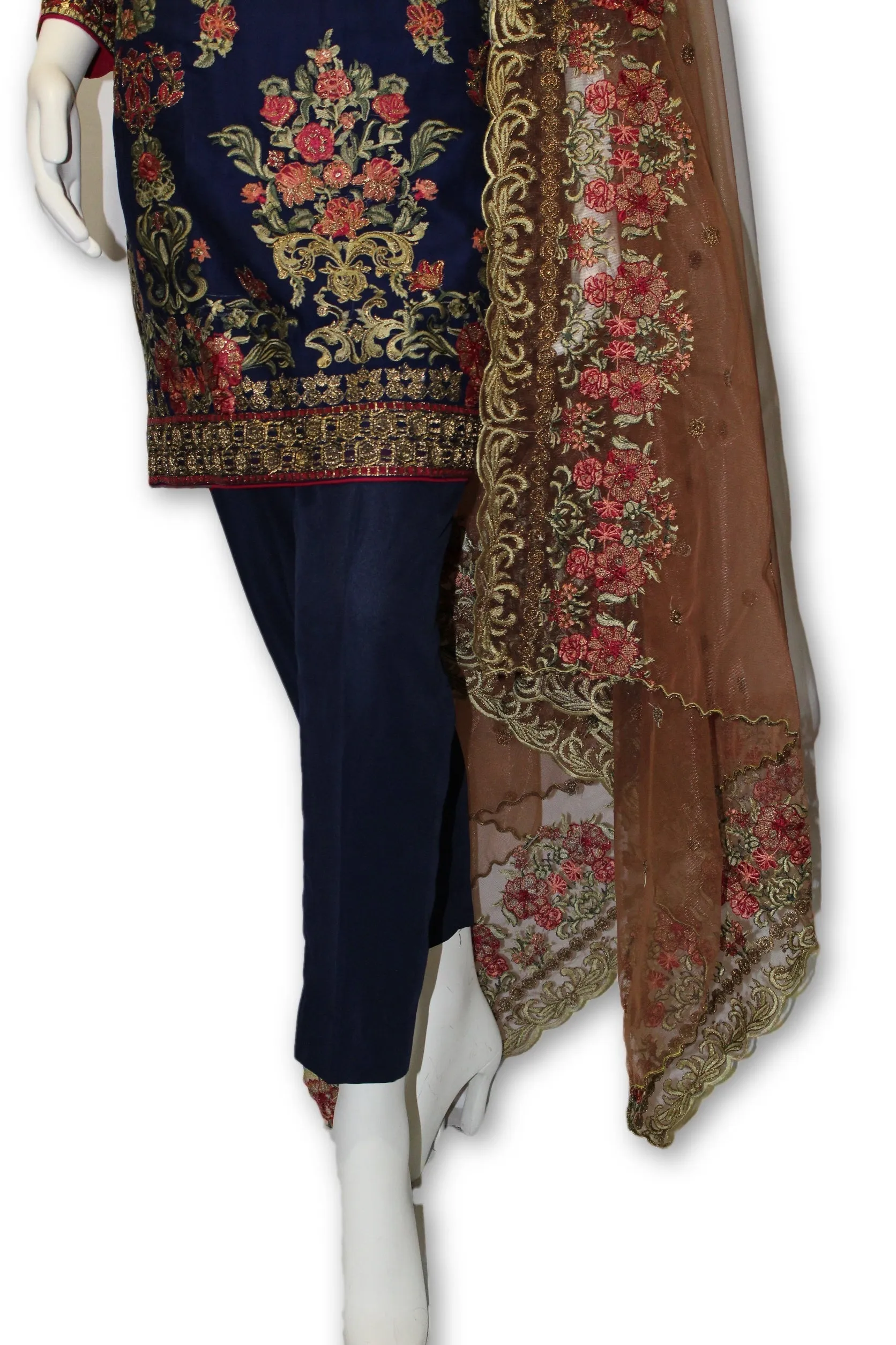 E07 Pakistani Indian 3 Pc Party Wear Chiffon Dress