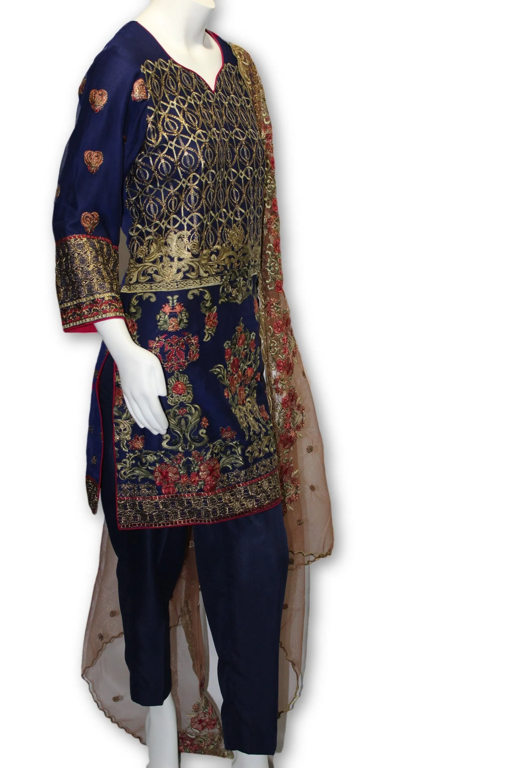 E07 Pakistani Indian 3 Pc Party Wear Chiffon Dress