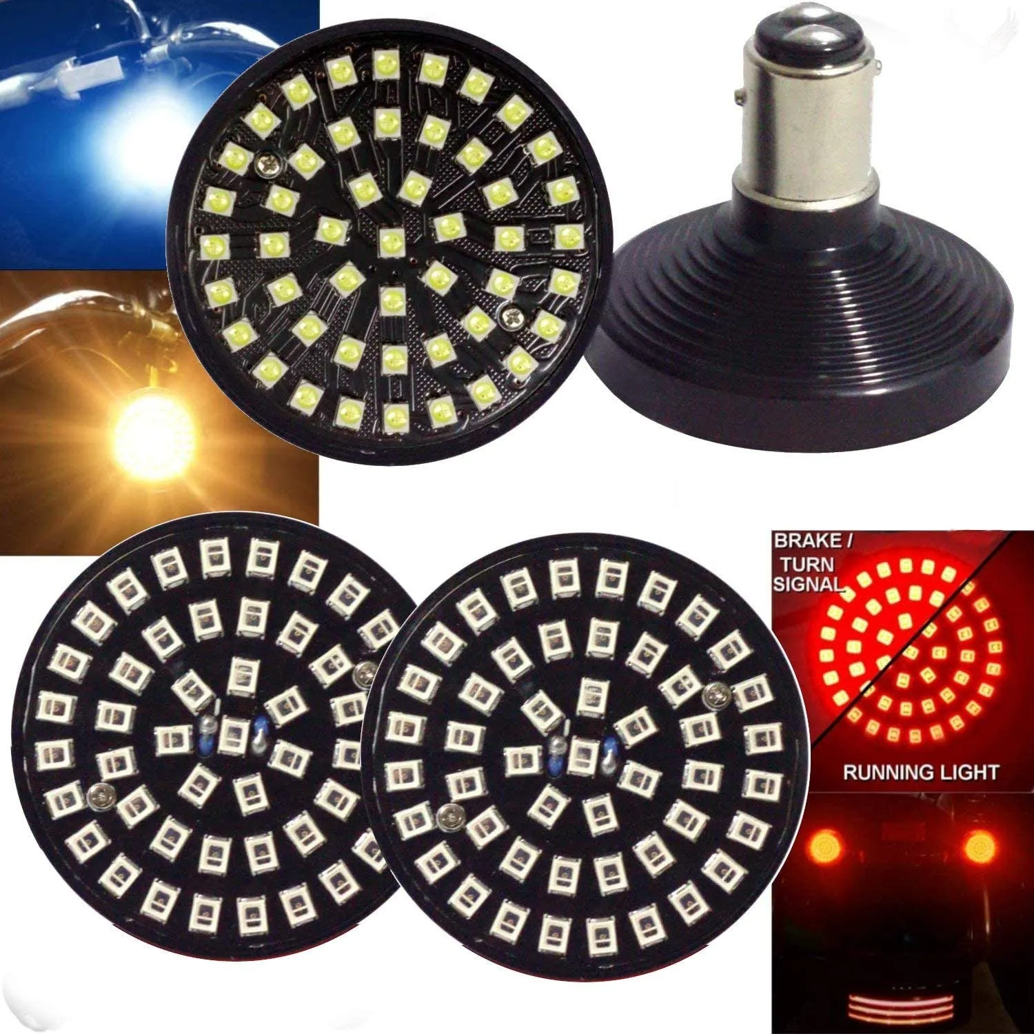 Eagle Lights SUNBURST 2" LED Turn Signals for Harley Davidson Motorcycles- Front 1157 / Rear 1157