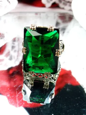 Emerald Ring, 6 Prong Ring, 30ct Art Deco Ring, Vintage Jewelry #D104
