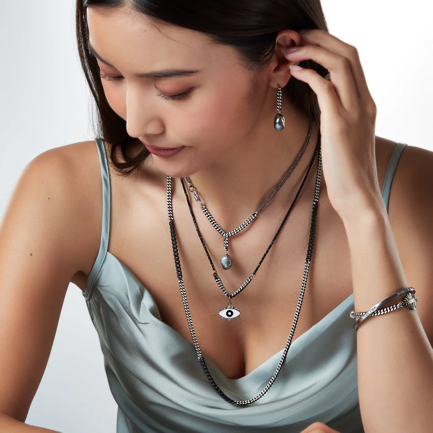 Evil Eye Black Spinel Necklace