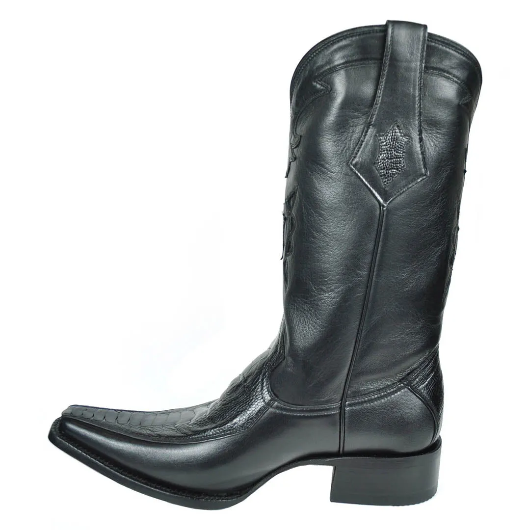 Gamez Ostrich Leg Spanish Toe Boot - Black