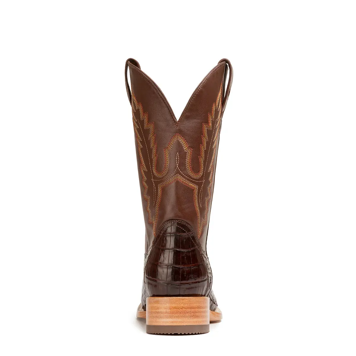 Garner Caiman Tail Belly Cut Stockman Square Toe Boot - Brown