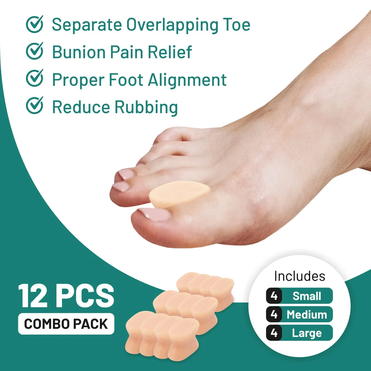 Gel Toe Separator - Toe Spacer - No Loop : 6 Pack