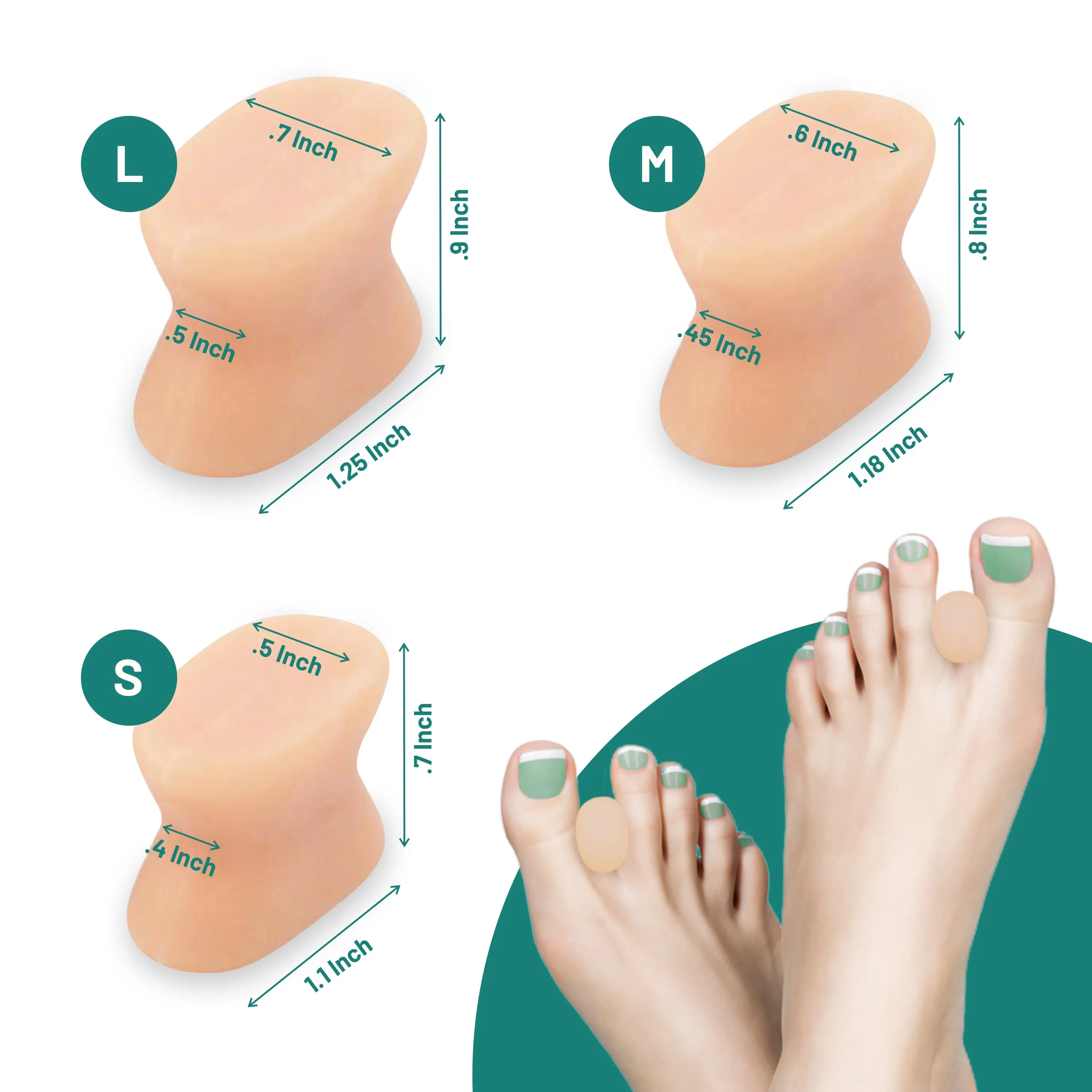 Gel Toe Separator - Toe Spacer - No Loop : 6 Pack