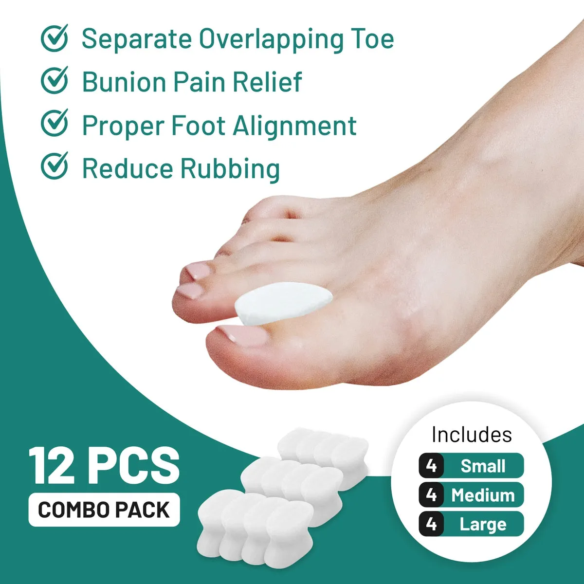 Gel Toe Separator - Toe Spacer - No Loop : 6 Pack