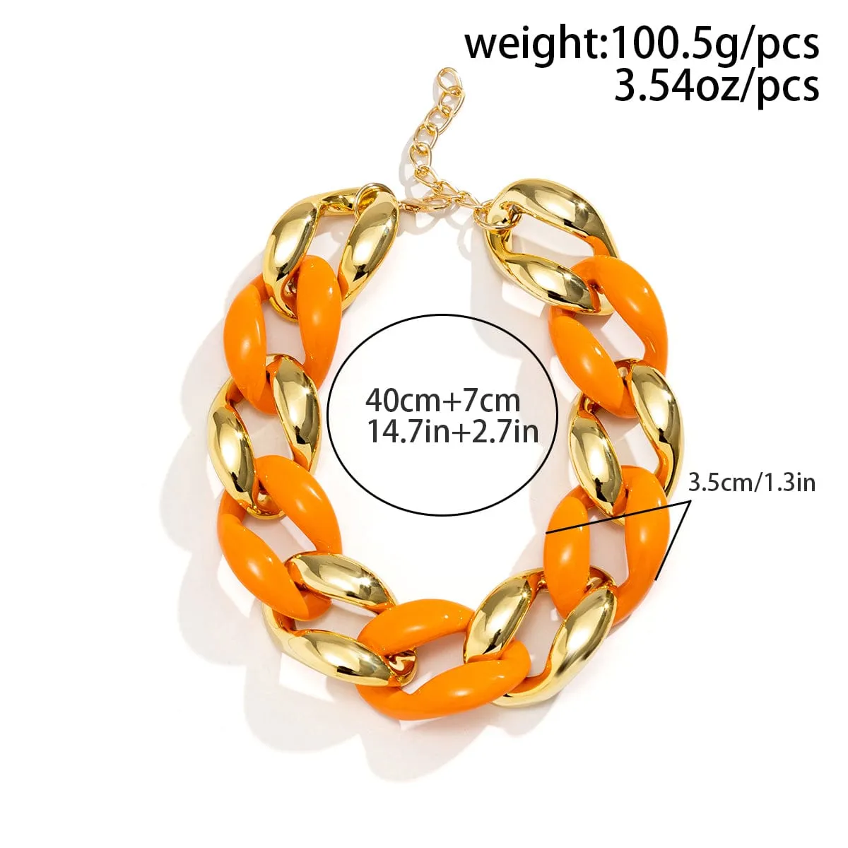 Geometric Chunky Two-tone Cuban Chain Necklace