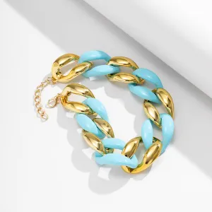 Geometric Chunky Two-tone Cuban Chain Necklace