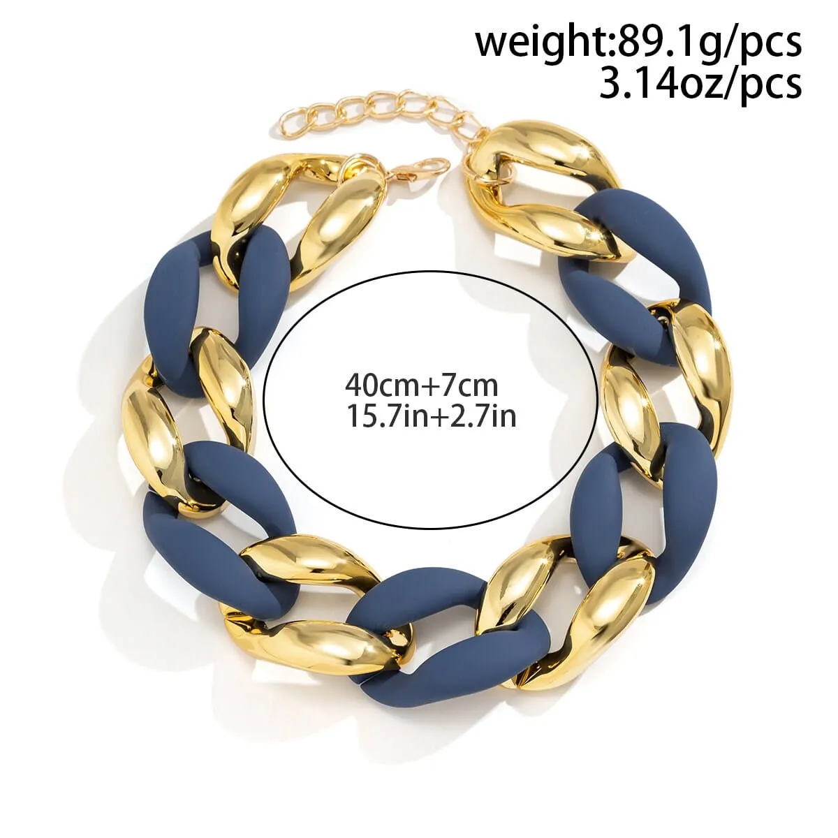 Geometric Chunky Two-tone Curb Chain Choker Necklace