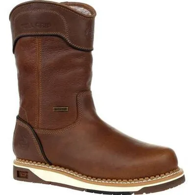 Georgia Men's Amp Lt Wedge 10" Waterproof Steel Toe Pull Work Boot -Brown- GB00517
