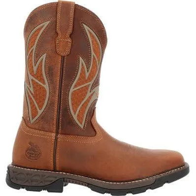 Georgia Men's Carbo Tec Flx 11" Pull On Insulkul Western Work Boot- Brown- GB00702