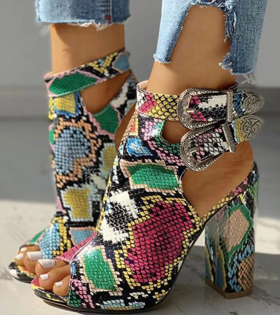 Graffiti Snakeskin Pump Heels