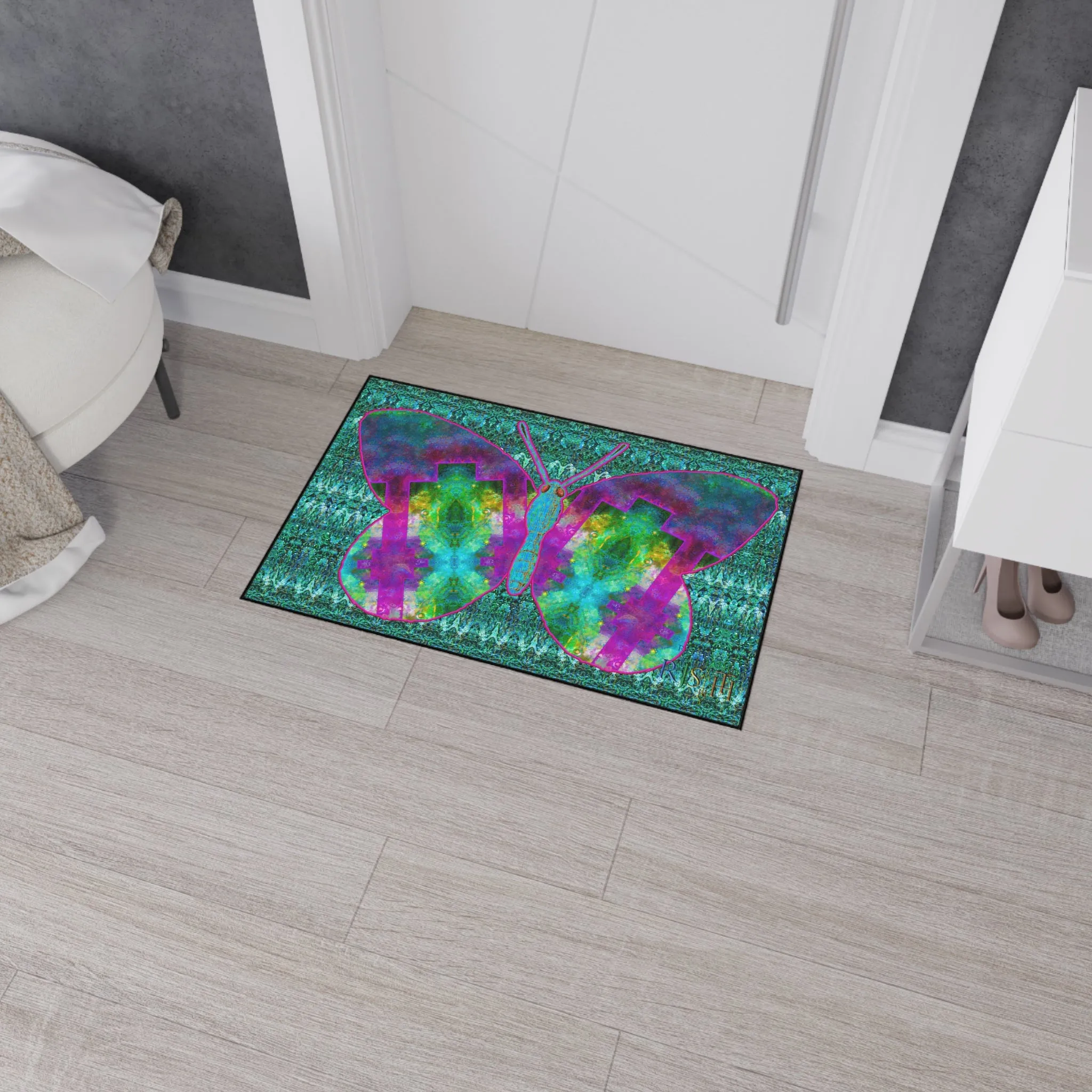 Heavy Duty Floor Mat (Butterfly Glade Denizen & Samhain Dream Thaw 12 & Blue Logo@Alchemic) RJSTH@Fabric#11_9 of 16 RJSTHw2025 RJS