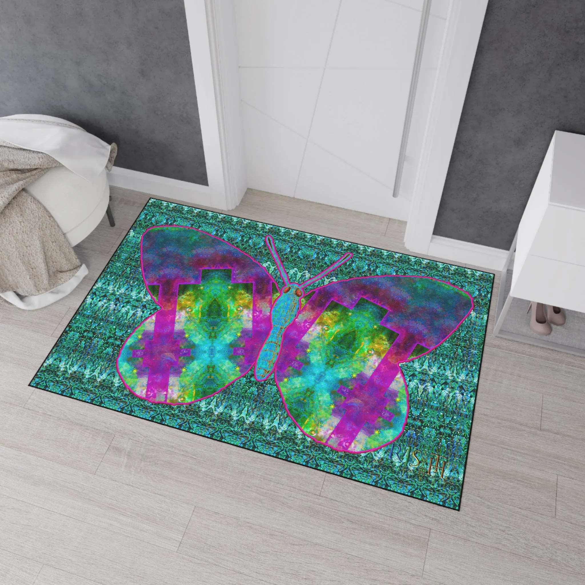 Heavy Duty Floor Mat (Butterfly Glade Denizen & Samhain Dream Thaw 12 & Blue Logo@Alchemic) RJSTH@Fabric#11_9 of 16 RJSTHw2025 RJS