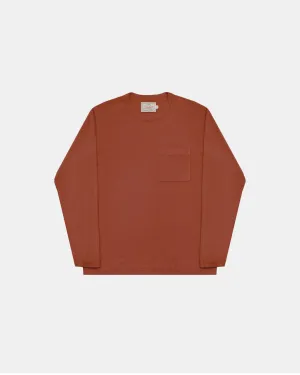 Heavy Duty Long Sleeve Tee - Single Pocket - Burnt Orange