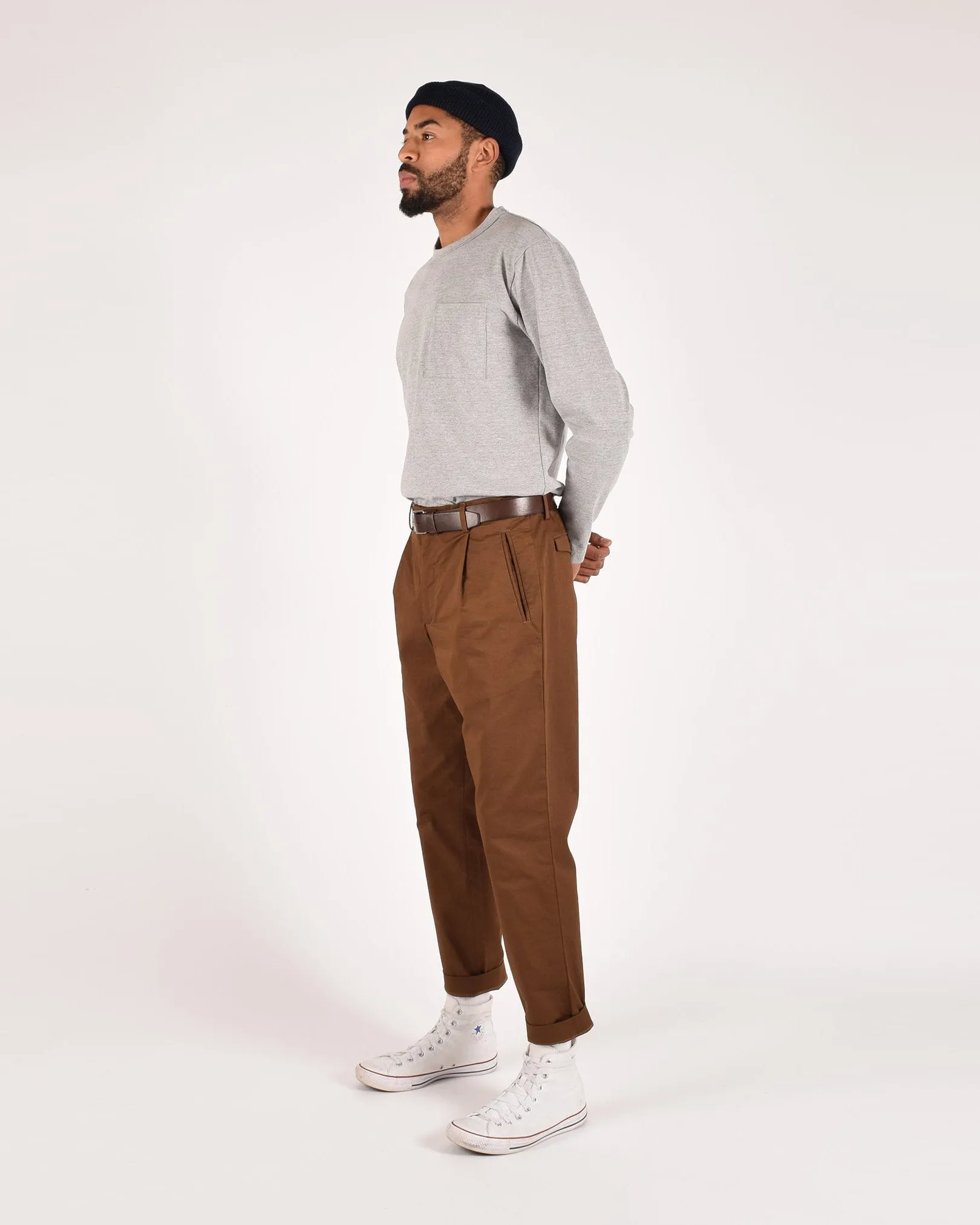 Heavy Duty Long Sleeve Tee - Single Pocket - Heather