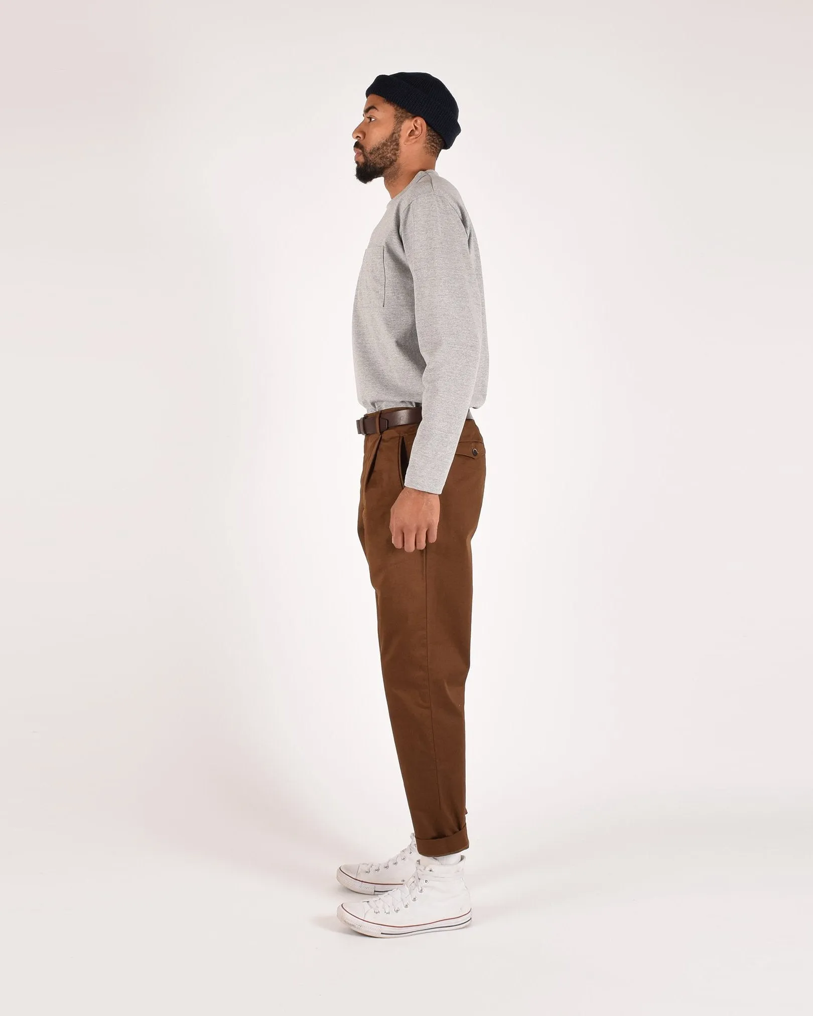 Heavy Duty Long Sleeve Tee - Single Pocket - Heather