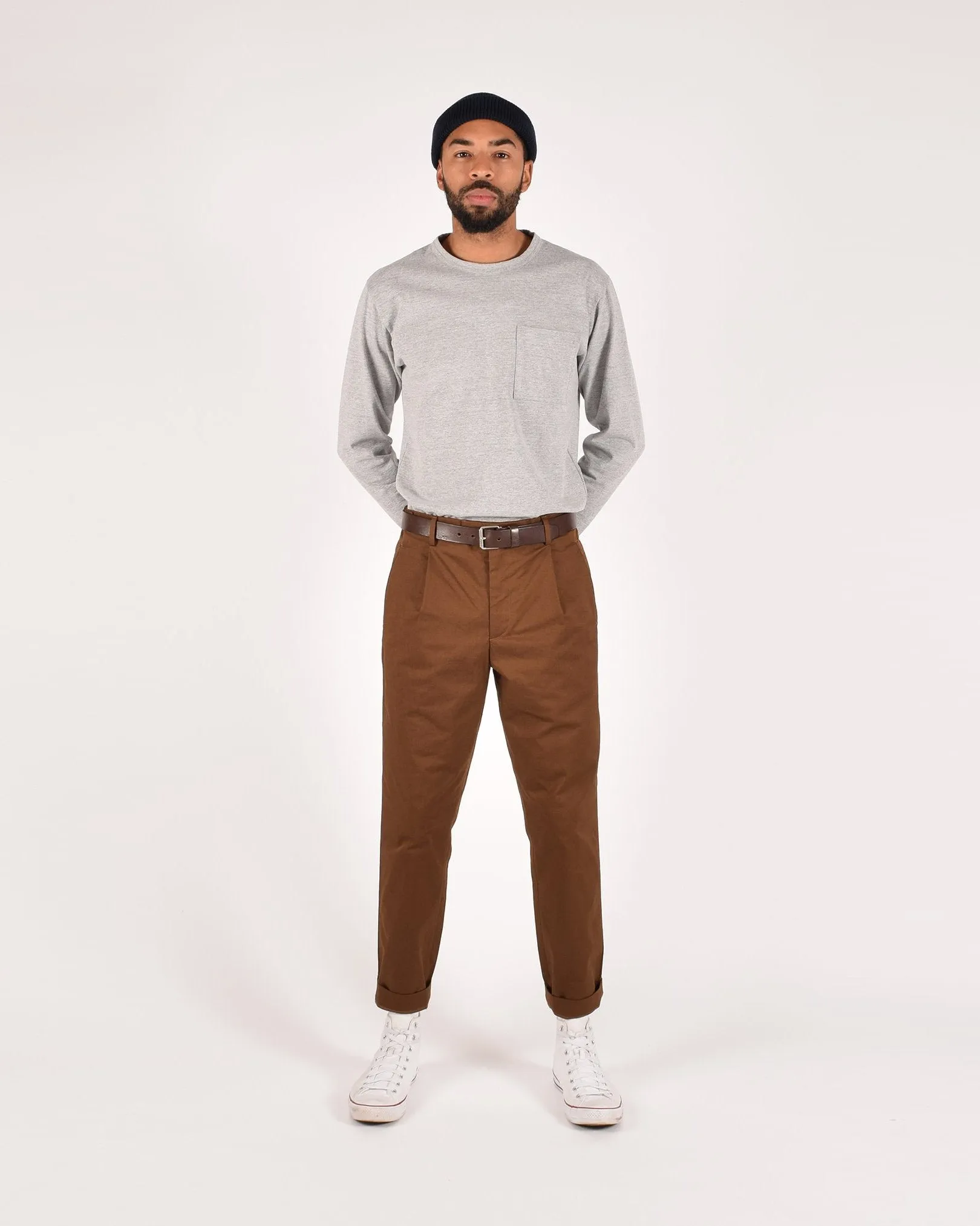 Heavy Duty Long Sleeve Tee - Single Pocket - Heather