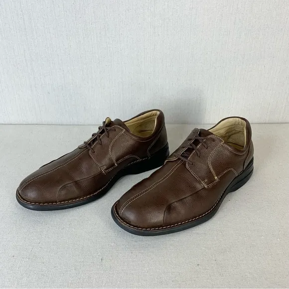 Johnston &amp; Murphy~Men’s ‘Shuler‎ Bicycle’ Brown Sheepskin Leather Oxfords~Sz 9