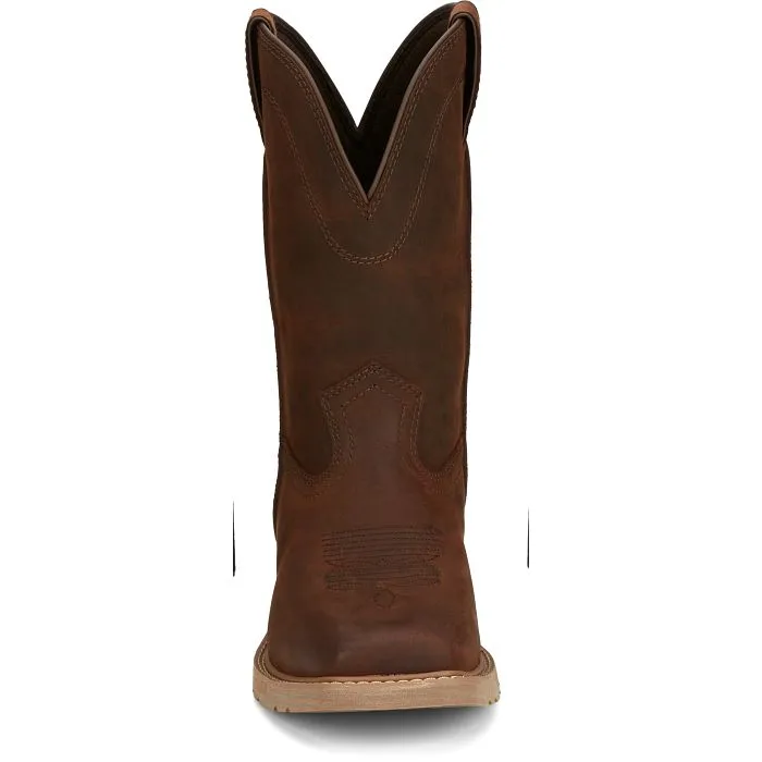 Justin Men's 11" Brown Buster II Broad Square Toe Work Boots