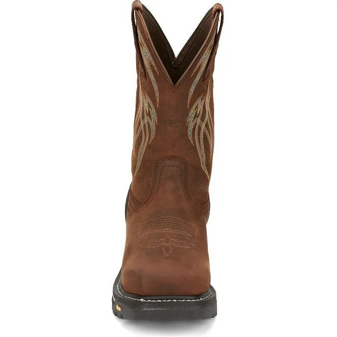 Justin Men's Frontline Hiviz 11" WP Nano Comp Toe Western Work Boot -Brown- CR2152