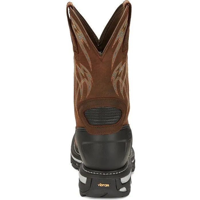 Justin Men's Frontline Hiviz 11" WP Nano Comp Toe Western Work Boot -Brown- CR2152