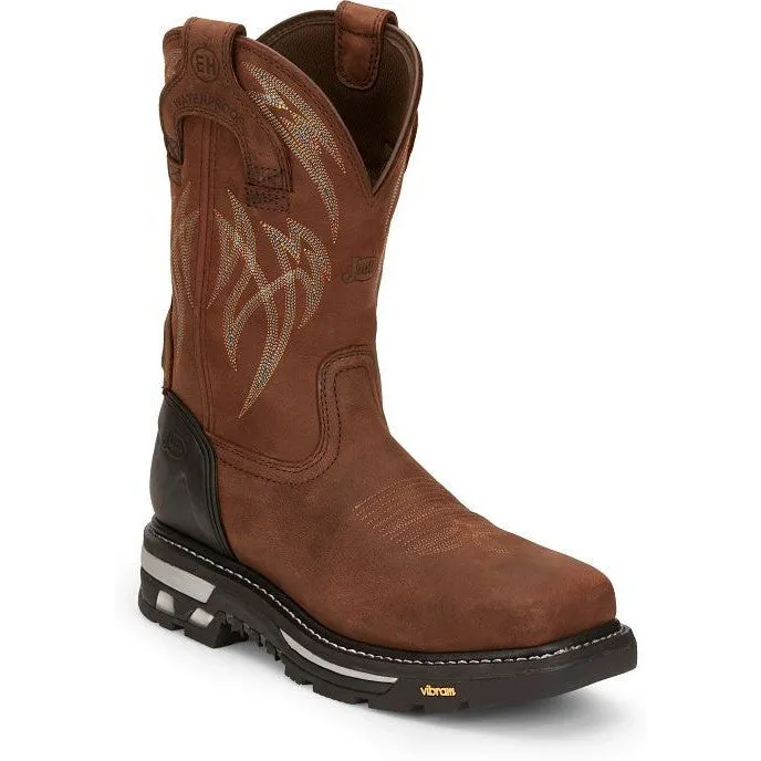 Justin Men's Frontline Hiviz 11" WP Nano Comp Toe Western Work Boot -Brown- CR2152