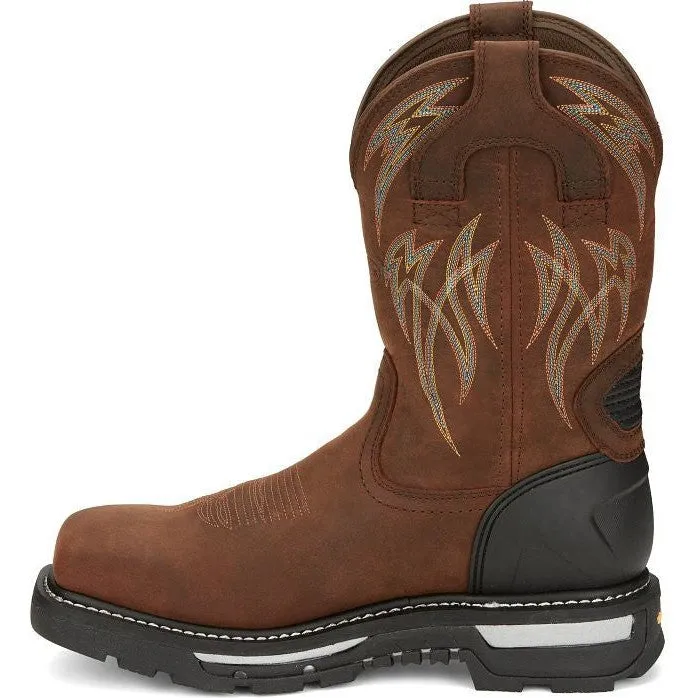Justin Men's Frontline Hiviz 11" WP Nano Comp Toe Western Work Boot -Brown- CR2152