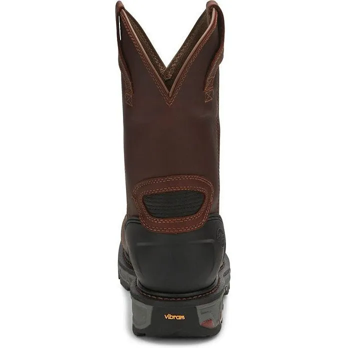 Justin Men's Warhawk II 11" WP Comp Toe Western Work Boot -Brown- WK2152