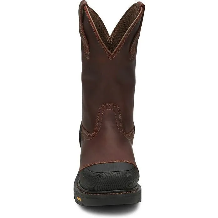 Justin Men's Warhawk II 11" WP Comp Toe Western Work Boot -Brown- WK2152