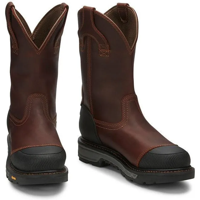 Justin Men's Warhawk II 11" WP Comp Toe Western Work Boot -Brown- WK2152
