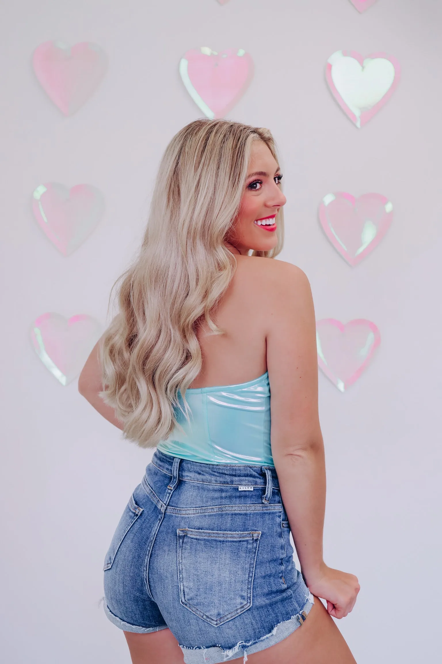 Kaleidoscope of Color Strapless Bodysuit - Light Teal