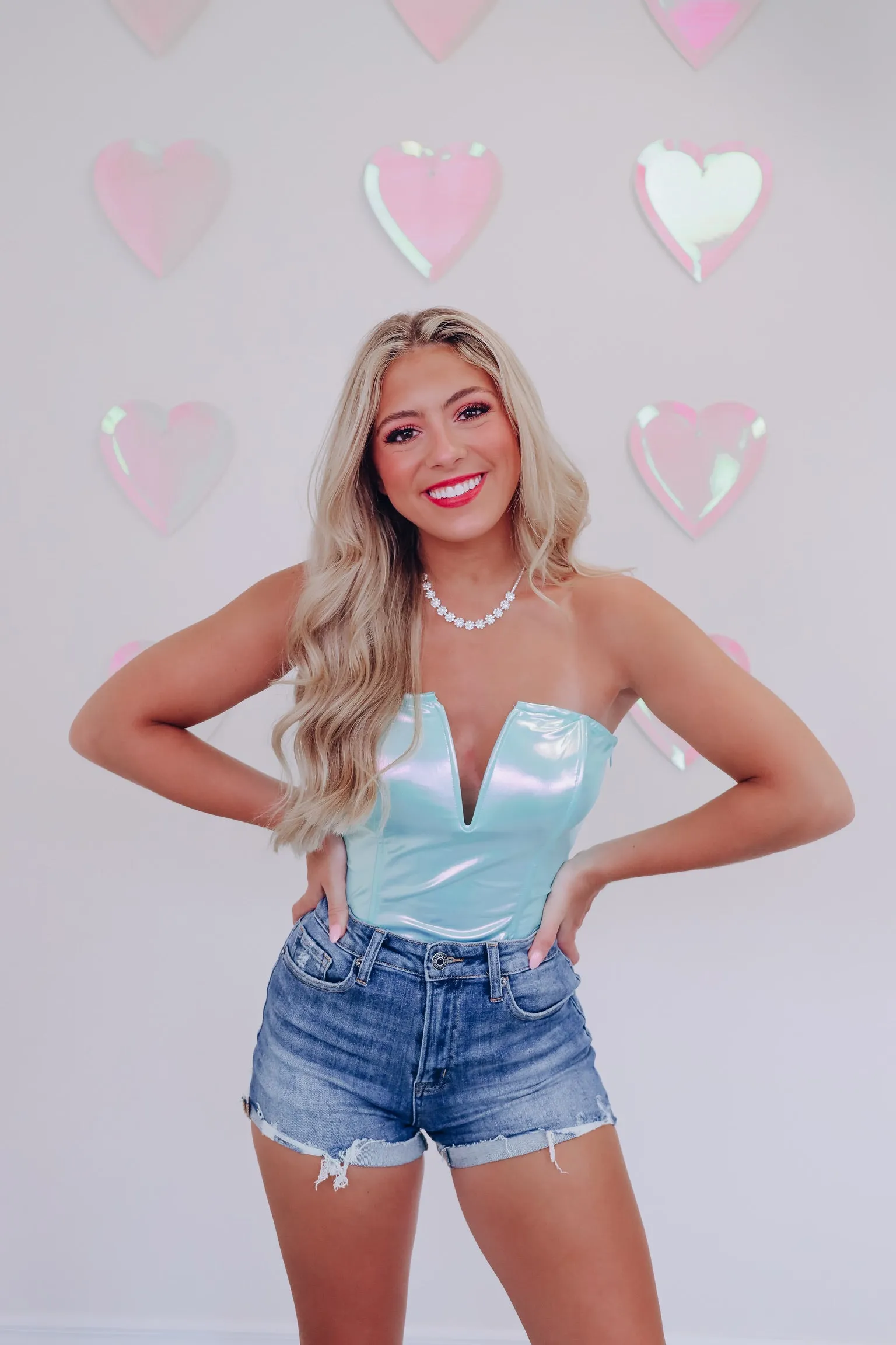 Kaleidoscope of Color Strapless Bodysuit - Light Teal