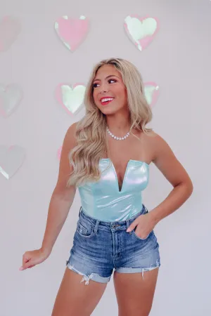 Kaleidoscope of Color Strapless Bodysuit - Light Teal