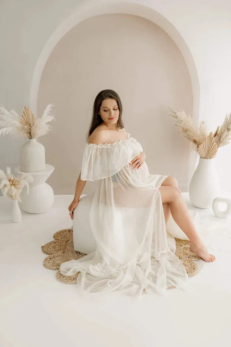 Kate Beige White Art Arch Wall Fleece Backdrop Designed by Kate Image