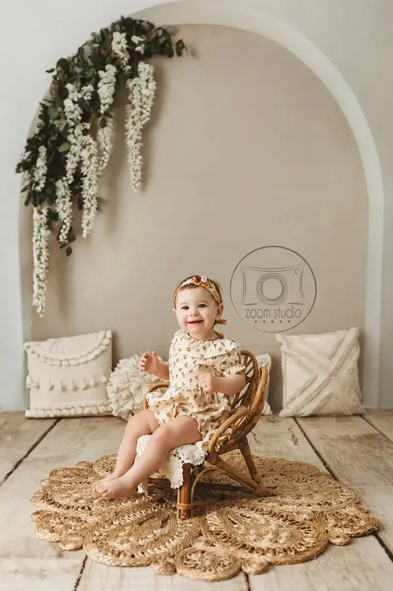 Kate Beige White Art Arch Wall Fleece Backdrop Designed by Kate Image