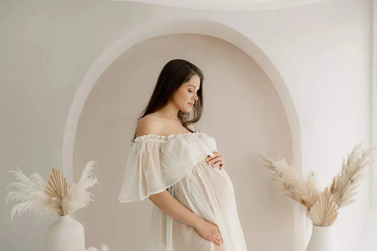 Kate Beige White Art Arch Wall Fleece Backdrop Designed by Kate Image
