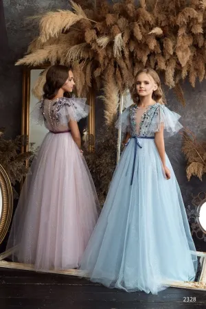 L2328 Sparkly Blue Prom Dress
