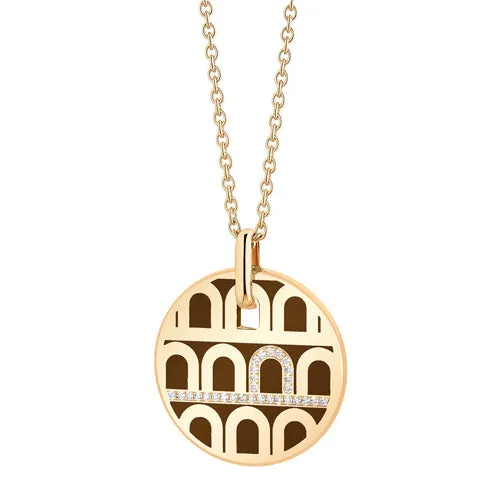 L'Arc de DAVIDOR Pendant GM, 18k Yellow Gold with Lacquered Ceramic and Porta Diamonds