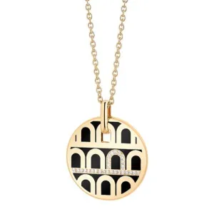 L'Arc de DAVIDOR Pendant GM, 18k Yellow Gold with Lacquered Ceramic and Porta Diamonds