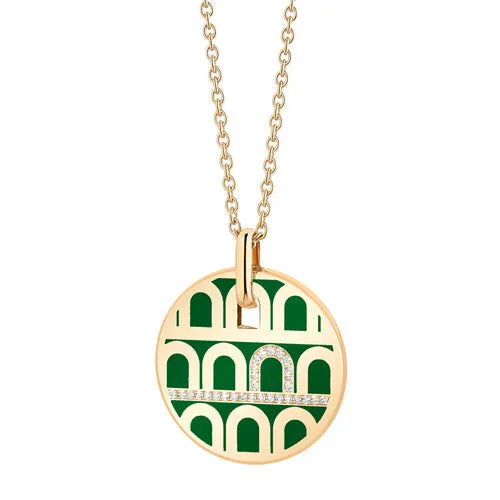 L'Arc de DAVIDOR Pendant GM, 18k Yellow Gold with Lacquered Ceramic and Porta Diamonds