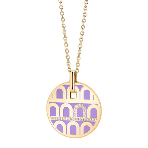 L'Arc de DAVIDOR Pendant GM, 18k Yellow Gold with Lacquered Ceramic and Porta Diamonds